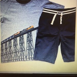 Train Trestle Art Tee Top Shorts